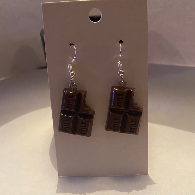 Milk chocolate bar novelty earrings kawaii jewellery cute novelty gift unbranded