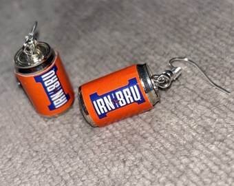 Fizzy drink pop can novelty earrings kawaii unbranded bru irn iron Scotland Scottish juice drink