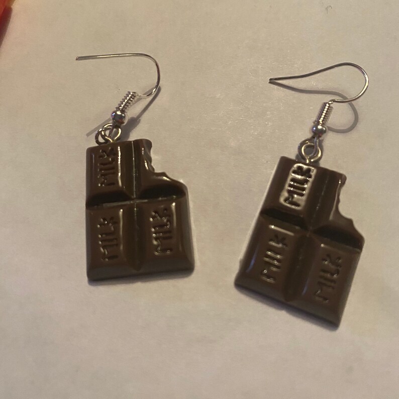 Milk chocolate bar novelty earrings kawaii jewellery cute novelty gift unbranded