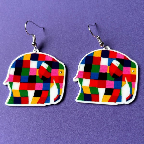 Nouveau livre de boucles d'oreilles créatives avec personnage de dessin animé inspiré du livre préscolaire, maternelle, rimes, éléphant, patchwork Elmer coloré