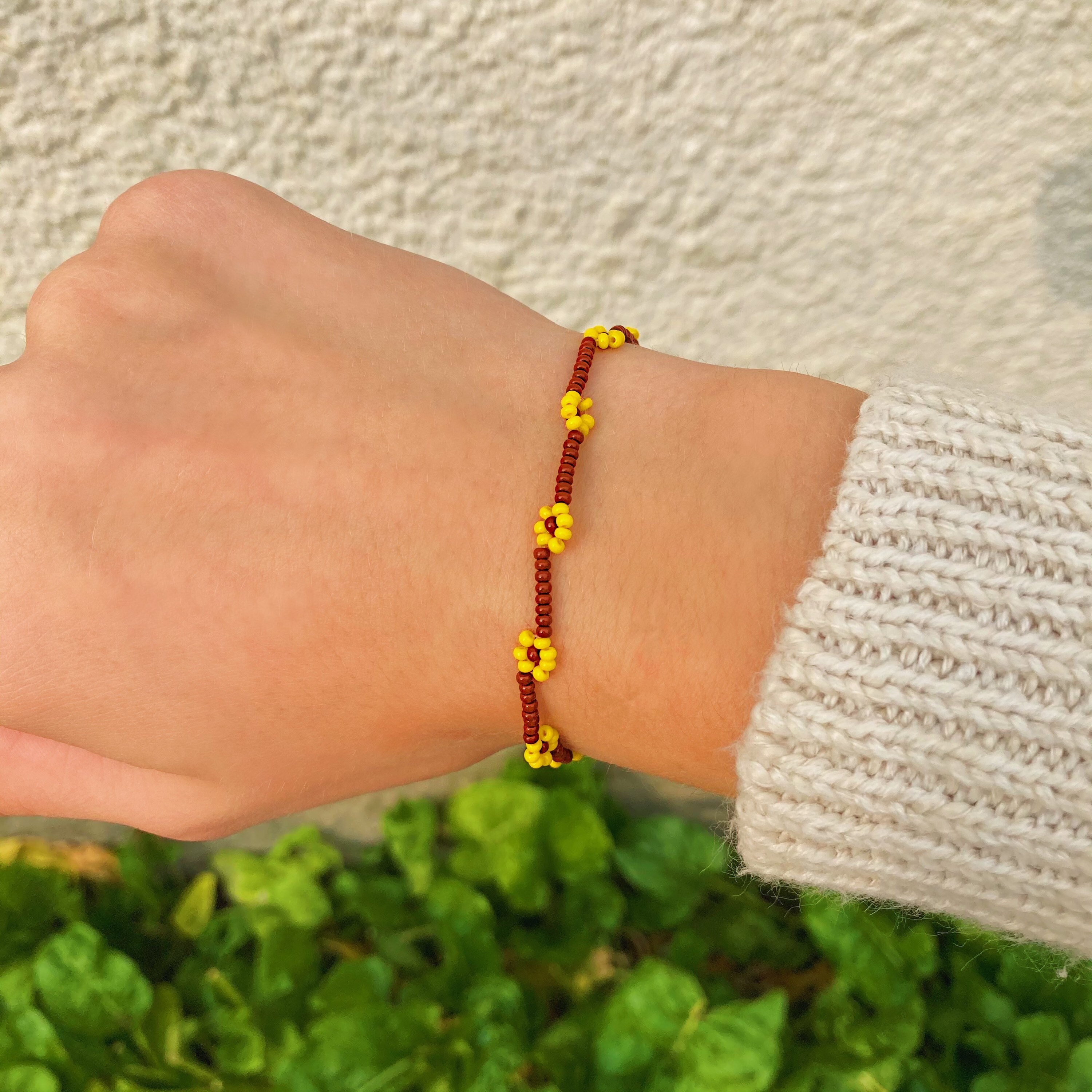 Sunflower Beaded Bracelet Etsy