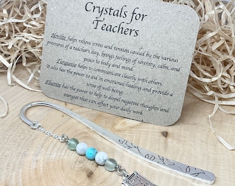 Teacher gift crystal bookmark, book charm, book lover gift, crystal bookmark, reader bookmark, birthday gift, healing crystals, bookclub