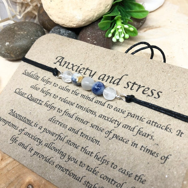 Anxiety relief crystal bracelet, anxiety support, stress relief gift, natural support gift, natural gemstone beaded bracelet,calming gift