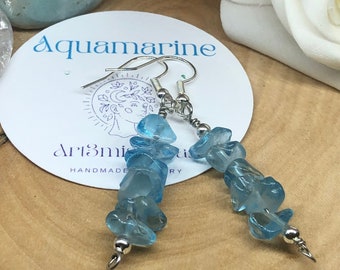 NEW! Aquamarine earrings, Crystal earrings,stone earrings, gemstone jewellery,dangle earrings,authentic crystal earrings,birthday gif