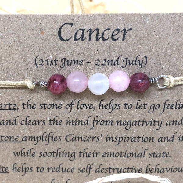 Cancer, Horoscope Bracelet, Star Sign bracelet, Crystal Bracelet, handmade bracelet, gemstone bracelet, Zodiac Bracelet, astrology gift