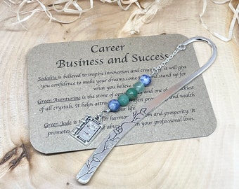 Crystal bookmark, Career and Business crystals, book charm, book lover gift, reader bookmark, birthday gift, healing crystals, bookclub,book