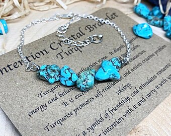 Turquoise, stone of purification, intention bracelet, resolution crystals, crystal bracelet, healing crystals,crystal gift, anklet, birthday