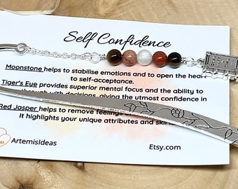Self Confidence Crystal bookmark, crystals, book charm, book lover gift, reader bookmark, birthday gift, healing crystals, bookclub, book