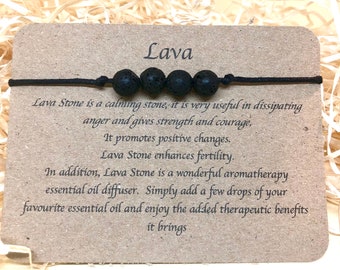 Lava bracelet, black lava, crystal bracelet, natural stone bracelet, aromatherapy,  handmade jewelry, gift for him, ankle bracelet, anklet