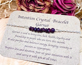 Garnet, stone of loyalty & friendship, intention bracelet, resolution crystals, crystal bracelet, healing crystals, crystal gift, anklet