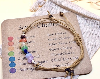 Chakra stone bracelet, seven chakra bracelet, crystal bracelet, coconut beads, gift for her, gift for him, chakra crystals, Christmas gift