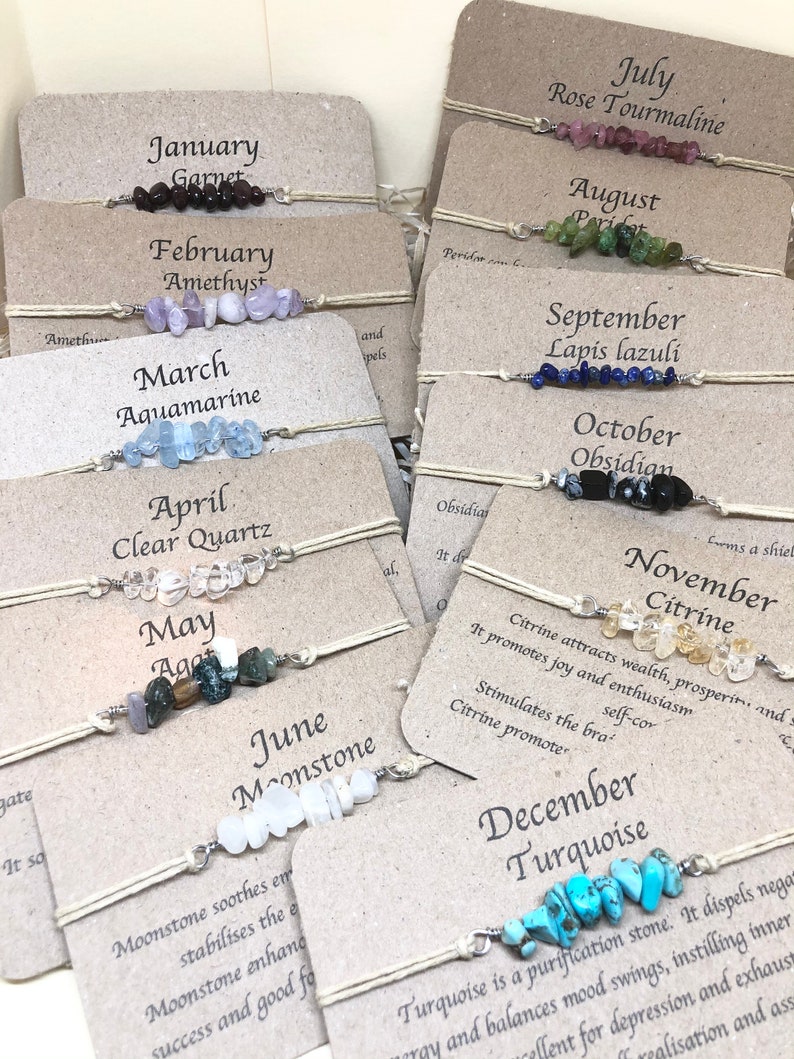 Birthstone Crystal Bracelets, Healing Crystals, Crystal Bracelet, Gemstone Jewelry, Birthstone, Crystal Chip Bracelets, ankle bracelet, gift 