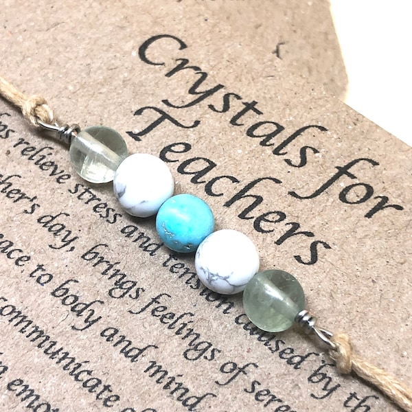 Crystal bracelet for teachers, crystal gift, teacher's gift, teacher appreaciation gift, handmade bracelet,genuine gemstone,natural crystals