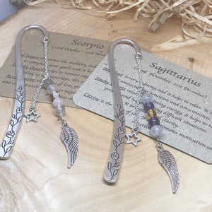 ALL 12 signs Zodiac crystal bookmark, charm bookmark, book lover gift, zodiac bookmark, horoscope bookmark, birthday gift, star-sign gift