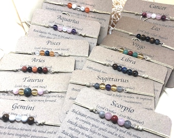 zodiac jewelry gift, zodiac gift, zodiac crystal bracelet, yoga jewelry, friendship cord bracelet, homme bracelet, 12 star signs bracelet
