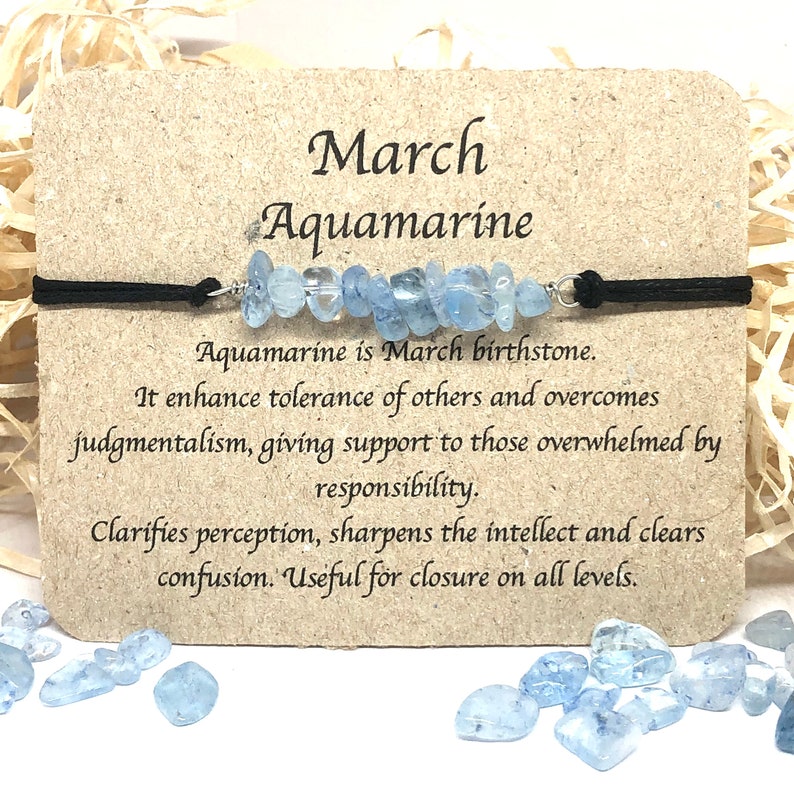 March Birthstone, aquamarine crystal bracelet, aquamarine bracelet, birthstone bracelet,birthstone jewelry, friendship bracelet, anklet gift image 2