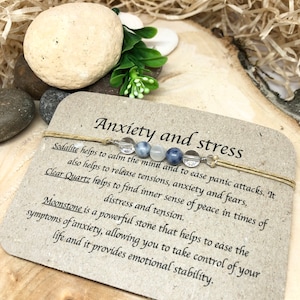 Anxiety relief crystal bracelet, anxiety support, stress relief gift, natural support gift, natural gemstone beaded bracelet,calming gift image 2
