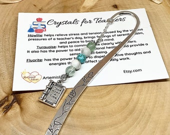 Teacher gift crystal bookmark, book charm, book lover gift, crystal bookmark, reader bookmark, birthday gift, healing crystals, bookclub