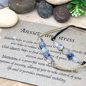 Anxiety relief crystal bracelet, anxiety support, stress relief gift, natural support gift, natural gemstone beaded bracelet,calming gift image 8