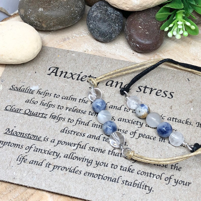Anxiety relief crystal bracelet, anxiety support, stress relief gift, natural support gift, natural gemstone beaded bracelet,calming gift image 8