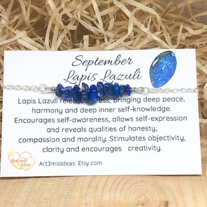 September Birthstone, lapis lazuli crystal bracelet, lapis lazuli bracelet, birthstone bracelet, birthstone jewelry, friendship bracelet