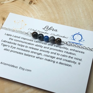 Libra beaded bracelet, zodiac gift, zodiac jewelry, zodiac crystals, libra crystals, birthstone crystal bracelet, handmade, birthday gift