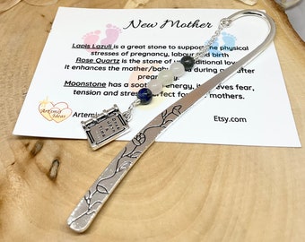 Crystal bookmark, new mom crystals, book charm, book lover gift, crystal bookmark, reader bookmark, healing crystals, bookclub, baby shower