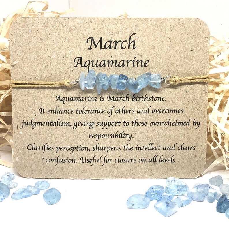 March Birthstone, aquamarine crystal bracelet, aquamarine bracelet, birthstone bracelet,birthstone jewelry, friendship bracelet, anklet gift image 3