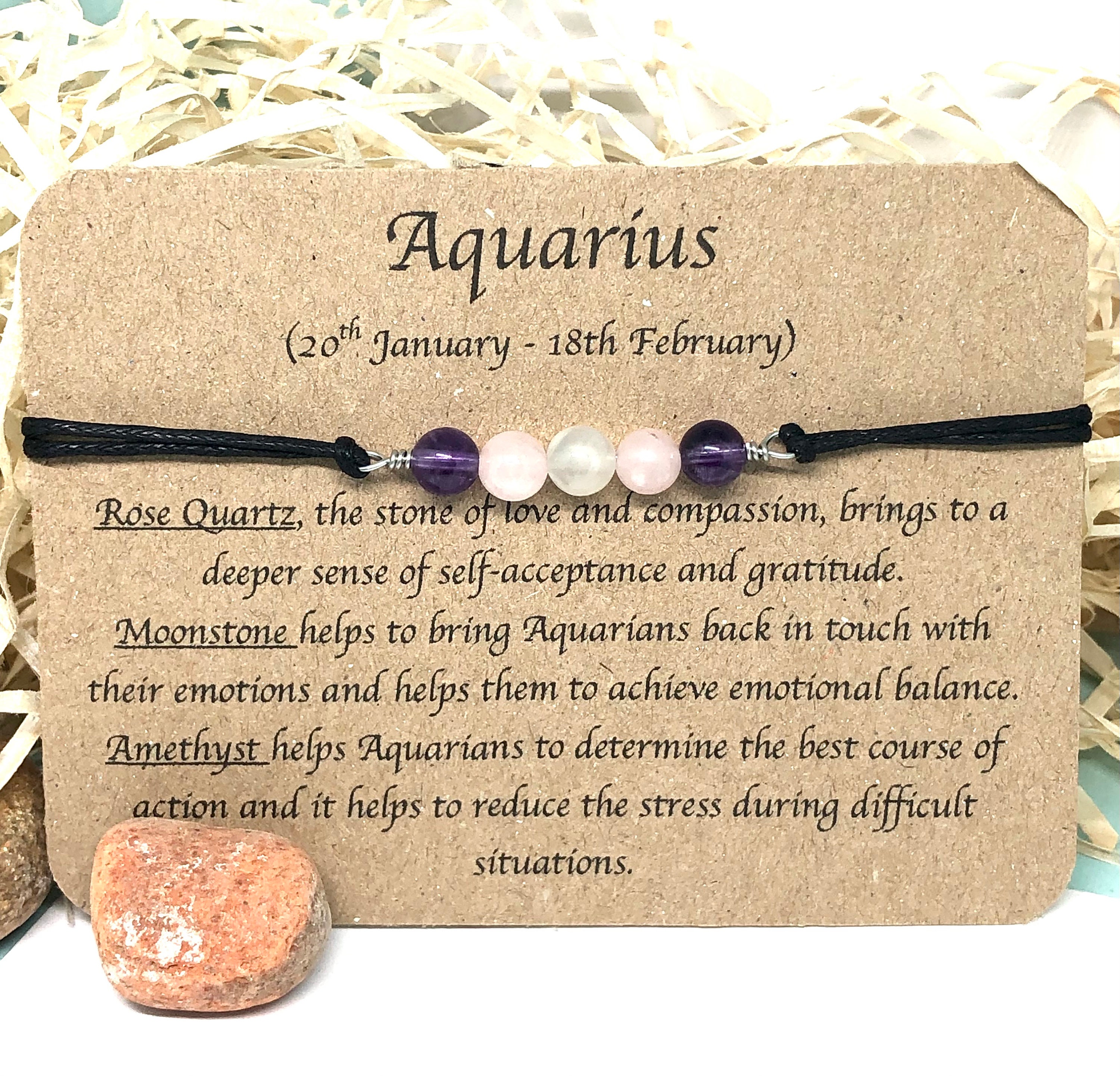 Aquarius Horoscope Bracelet Star Sign Bracelet Crystal | Etsy UK
