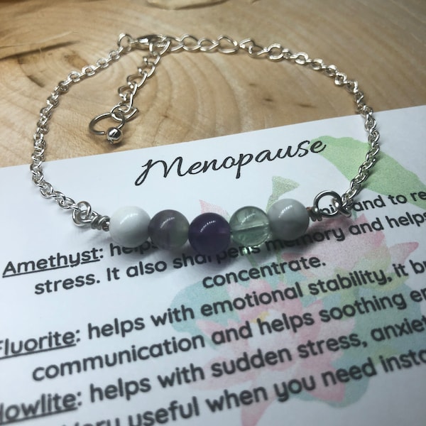 Menopause Emotional support Bracelet, Crystal Bracelet, Crystal Gifts, anxiety relief gift, natural remedy beaded bracelet, crystal bracelet