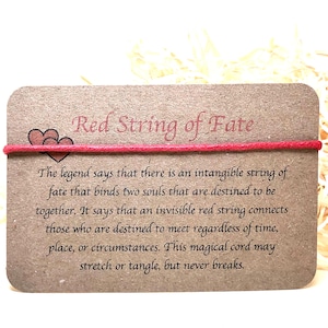 Red String of Fate, Red Thread of Fate, Red cotton bracelet, love bracelet, fate bracelet, destiny gift, destiny bracelet, couple gift, love image 4