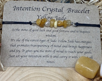 Yellow Jade, stone of good fortune, intention bracelet, resolution  crystals, crystal bracelet, healing crystals, ankle bracelet, anklet