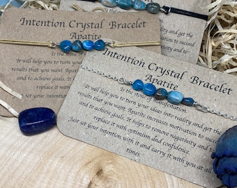 Apatita, piedra de Manifestación, pulsera de intención, cristales de resolución, pulsera de cristal, cristales curativos, pulsera de tobillo, regalo de tobillera