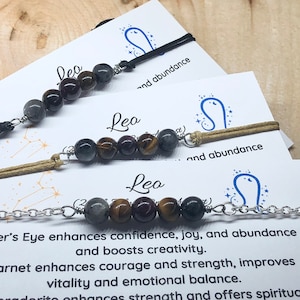 Leo beaded bracelet, zodiac gift, zodiac jewelry, zodiac crystals, birthday gift, birthstone crystal bracelet, handmade, anklet beads, leos