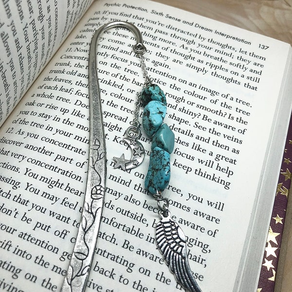 NEW! December birthstone crystal bookmark,charm bookmark, book lover gift, December bookmark, turquoise bookmark, turquoise gift,Mothers Day