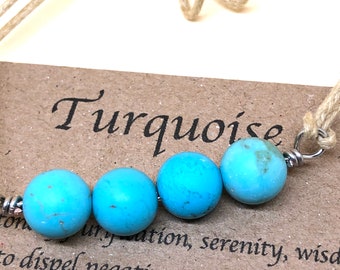 Turquoise Bead Bracelet, Calming Crystal, Adjustable Anklet