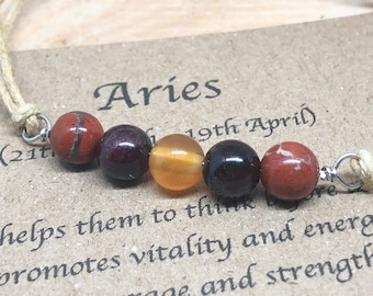 Aries Zodiac Crystal Bracelet, Handmade Birthstone Jewelry