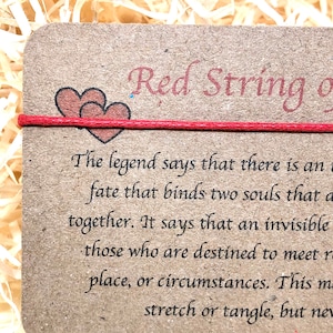 Red String of Fate, Red Thread of Fate, Red cotton bracelet, love bracelet, fate bracelet, destiny gift, destiny bracelet, couple gift, love image 3