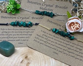 Malachite, stone of change,intention bracelet, resolution crystals,crystal bracelet, healing crystals,crystal gift,ankle bracelet,anklet