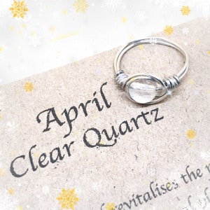 Beautiful original Birthstone Crystal Ring, Clear Quartz, Crystal Ring, Gemstone Jewelry, April Birthstone, wire wrapped ring, perfect gift