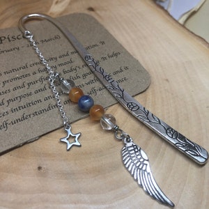 Pisces crystal bookmark, charm bookmark, book lover gift, zodiac bookmark, horoscope bookmark, birthday gift,Pisces star-sign, gift for him