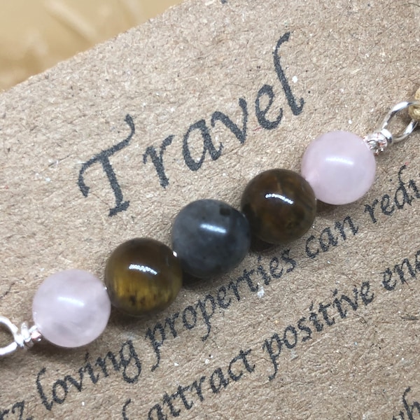 Travel protection crystal bracelet, Crystal Bracelet for travel, Travel Crystal Gifts, travel protection gift, Positive energy gift