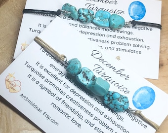December Birthstone Turquoise Bracelet, Crystal Nugget Friendship Anklet
