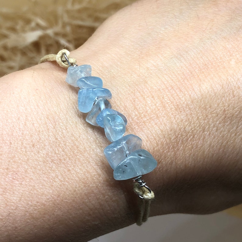 March Birthstone, aquamarine crystal bracelet, aquamarine bracelet, birthstone bracelet,birthstone jewelry, friendship bracelet, anklet gift image 5