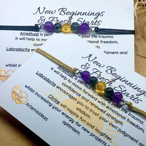 New beginnings & fresh start crystal bracelet, new job gift, new year gift, friendship bracelet, graduation gift, new career gift, anklet