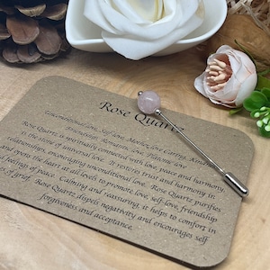 Rose Quartz Crystal pin, crystal gift, friendship gift, birthday gift, crystal brooch, scarf pin, hijab pin, muslim scarf, scarf accessories