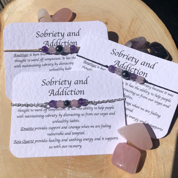 Sobriety Gift, Genuine Crystals, Sobriety Bracelet, One Day At A Time,Journey to Recovery, Addiction,AA recovery gift,natural stress relief