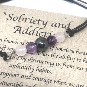 Crystal bracelet, Sobriety Gift, Sobriety Bracelet, One Day At A Time, Recovery journey, addiction, AA recovery gift, stress relief crystals