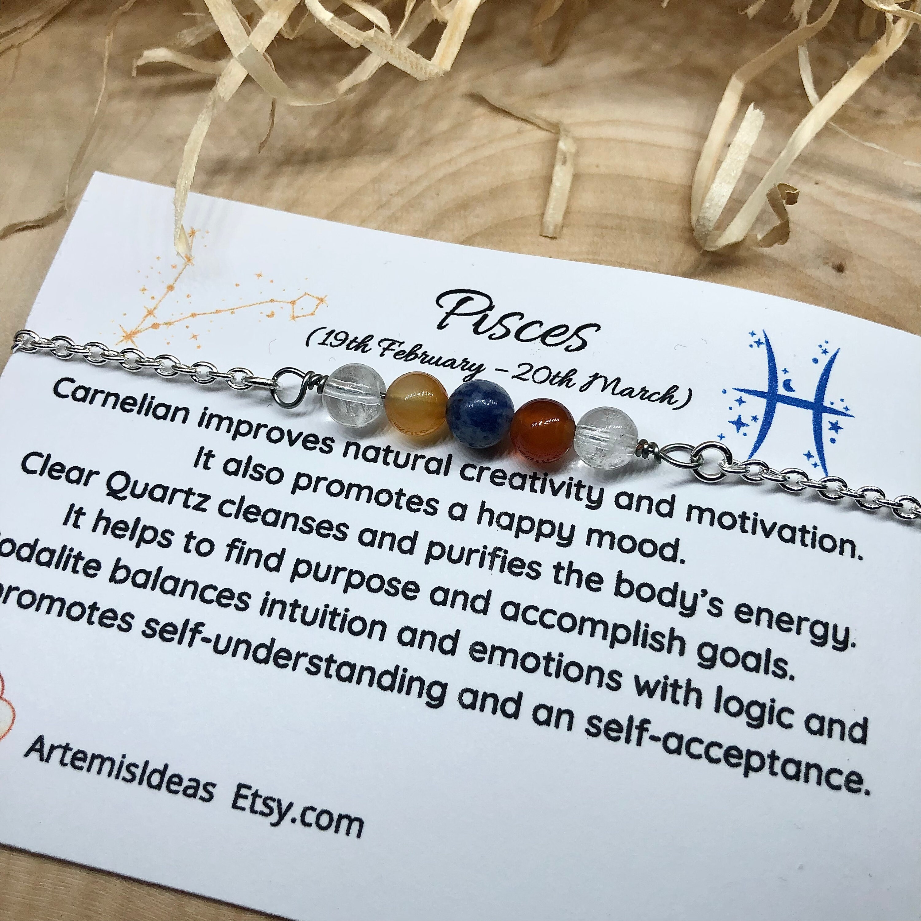 Pisces Perlen Armband, Sternzeichen Geschenk, Sternzeichen Schmuck, Sternzeichen Kristalle, Geburtstagsgeschenk, Geburtsstein Armband, handgemachtes Geschenk, Fußkettchen