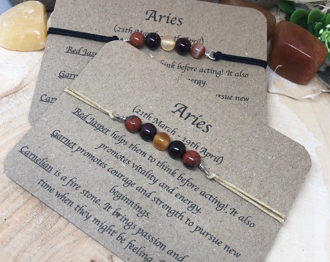 Aries Crystal Bracelet, Zodiac Jewelry, Birthstone Gift